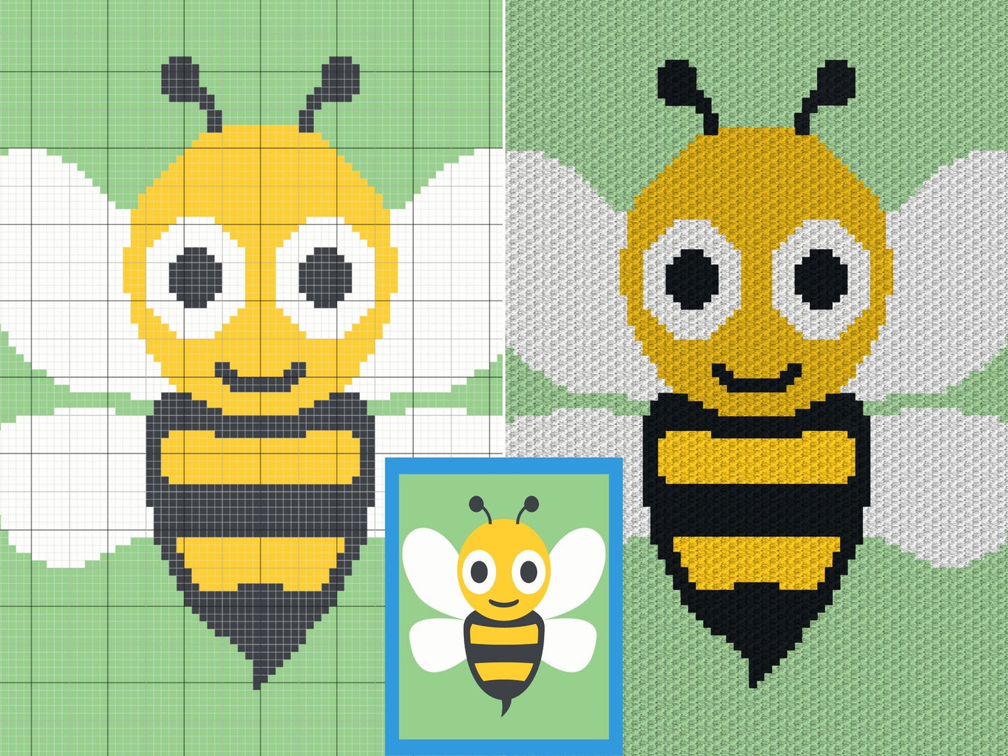 Cute Bumblebee Graph and Pattern C2C & Tapestry Crochet - Crochet Bee Graphgan - Crochet Summer Blanket - C2C Bee Crochet Blanket Gift Baby