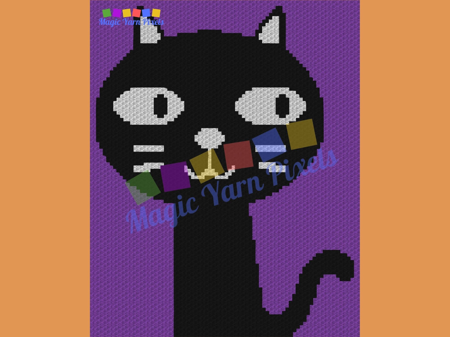 Halloween Cute Black Cat Graph and Pattern C2C & Tapestry Crochet -Black Cat Graphgan Crochet Halloween Blanket-Cat Crochet Pattern C2C Gift