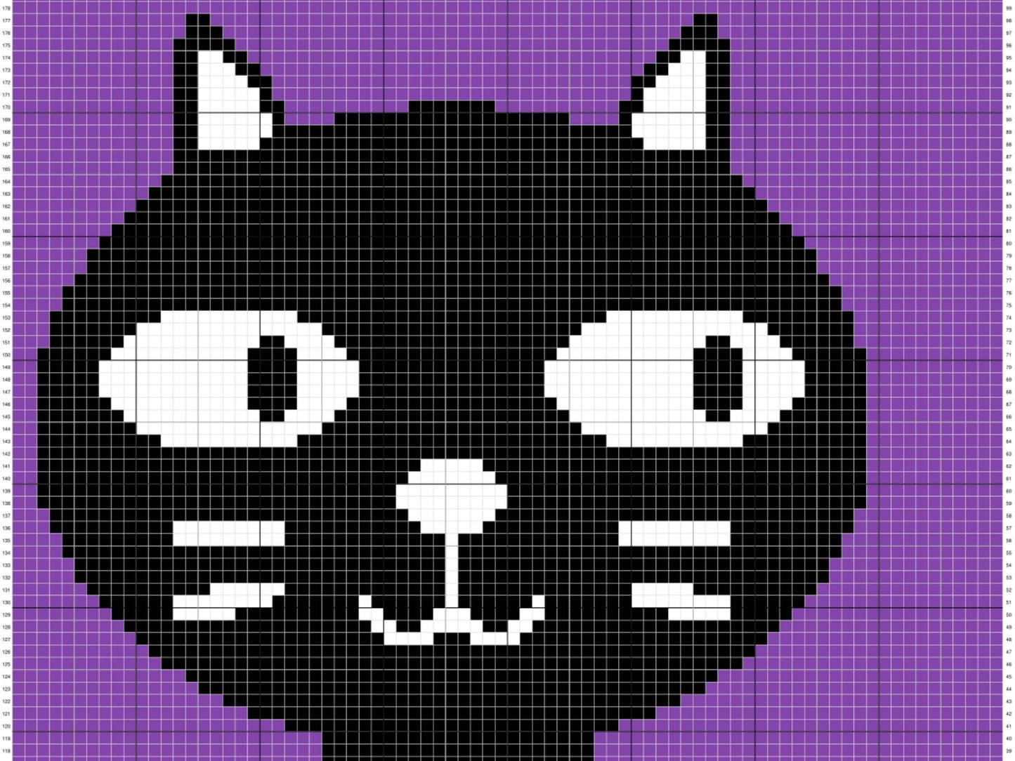 Halloween Cute Black Cat Graph and Pattern C2C & Tapestry Crochet -Black Cat Graphgan Crochet Halloween Blanket-Cat Crochet Pattern C2C Gift