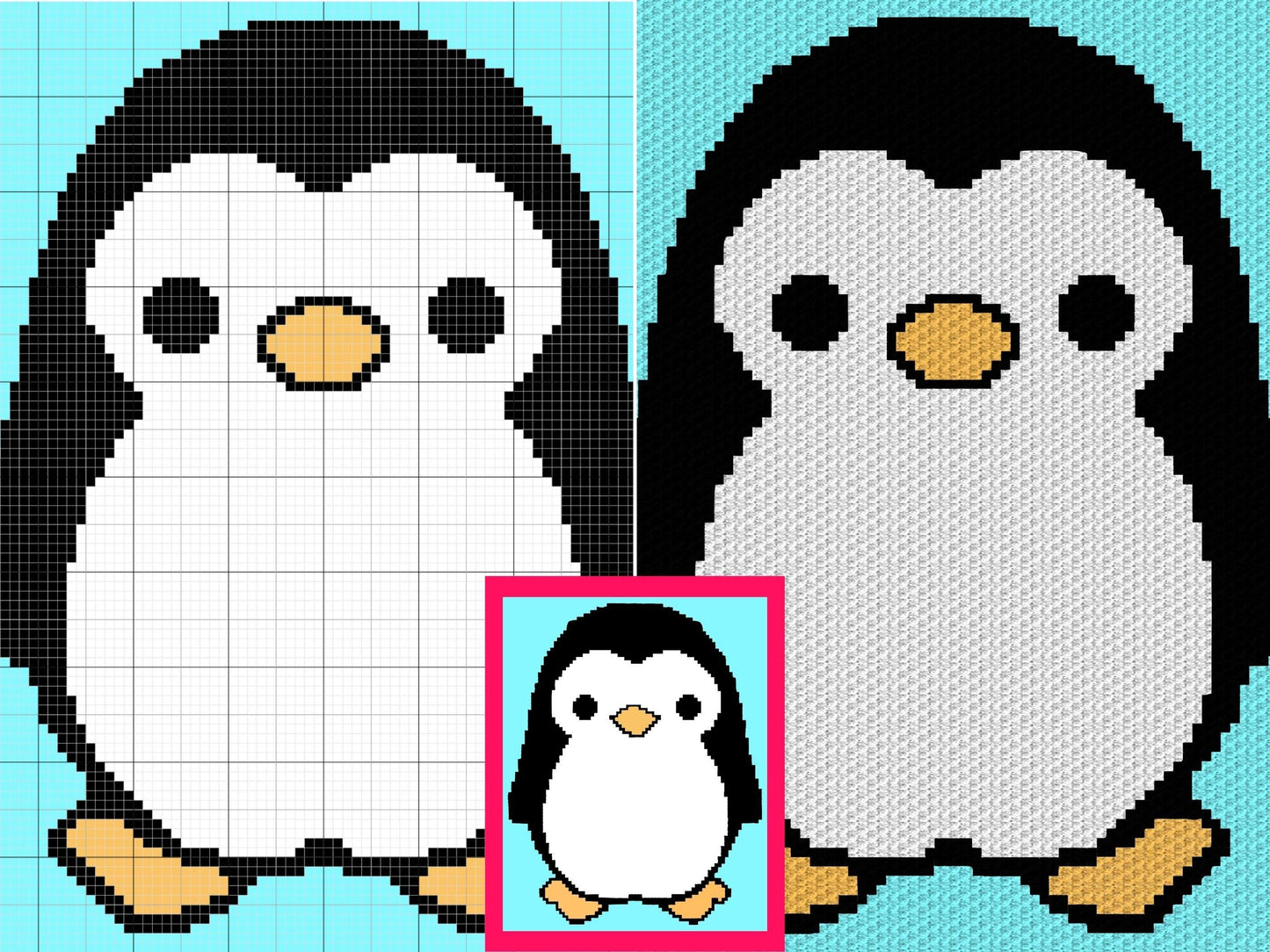 Happy Baby Penguin Graph and Pattern C2C & Tapestry Crochet -Penguin Love Graphgan Penguin Crochet C2C Blanket-Crochet Penguin C2C Gift Baby