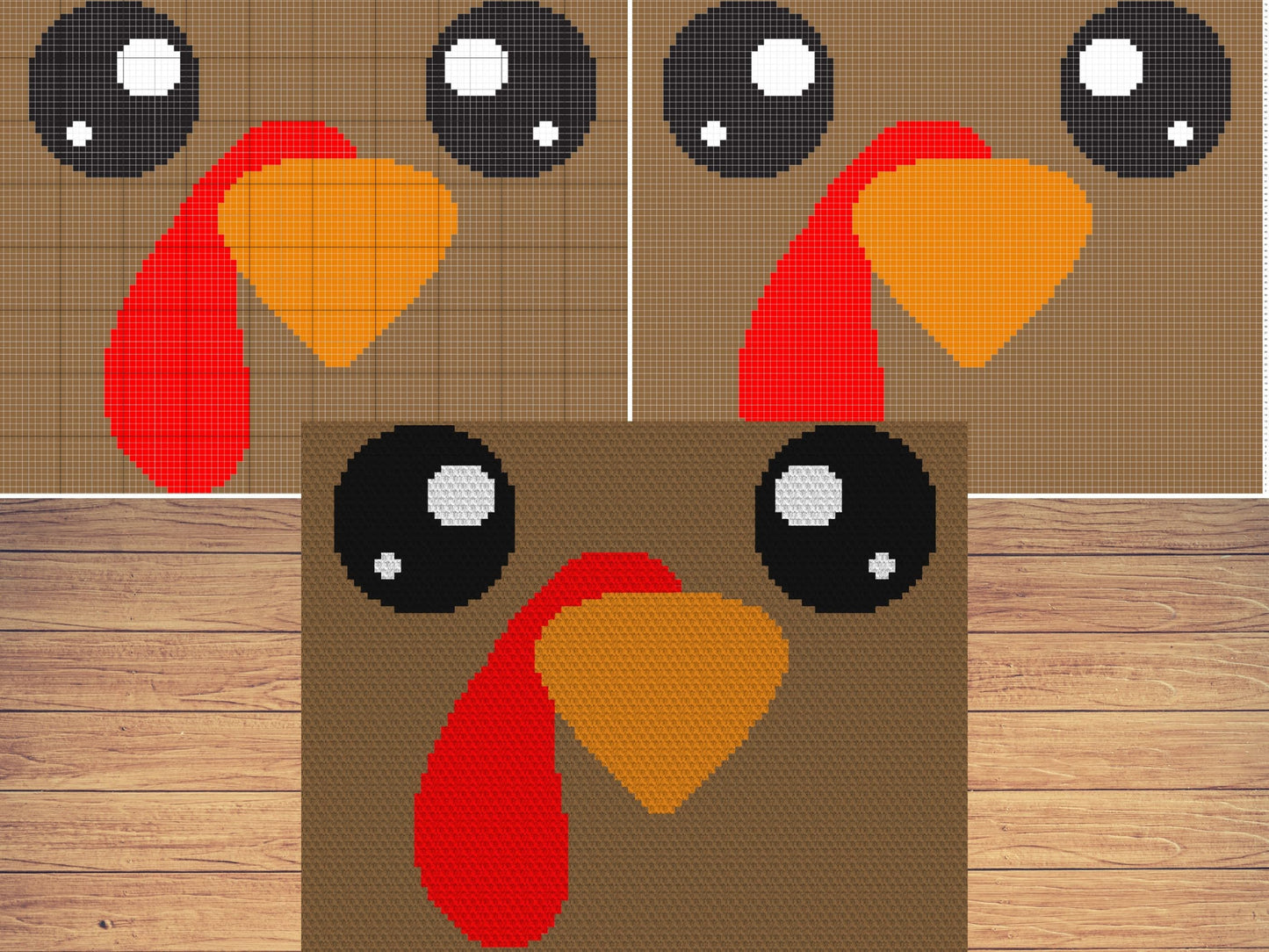 Thanksgiving Turkey Face Graph and Pattern C2C & Tapestry Crochet- C2C Turkey Graphgan Thanksgiving Crochet Blanket- C2C Turkey Face Blanket