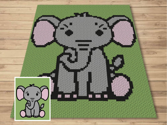 Cute Baby Elephant Graph and Pattern C2C & Tapestry Crochet - C2C Elephant Graphgan Crochet Elephant Blanket -C2C Elephant Blanket Gift Baby