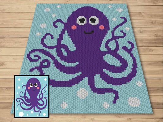Funny Octopus Graph and Pattern C2C & Tapestry Crochet - Crochet Ocean Animals Graphgan Octopus Blanket - Crochet Octopus Blanket Baby Gifts