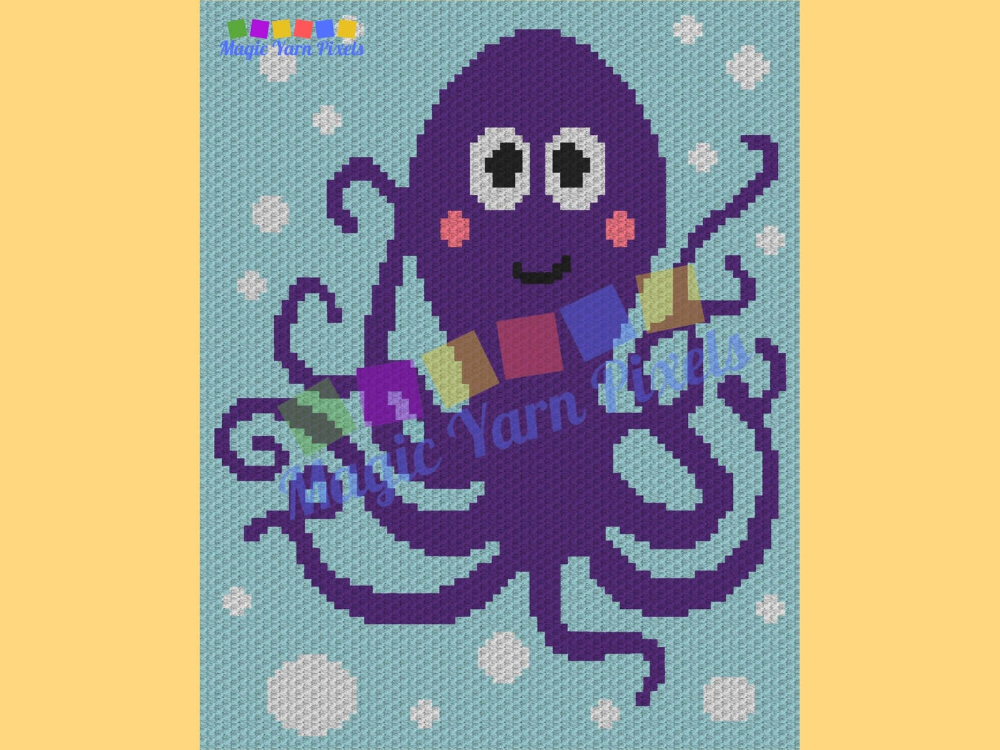 Funny Octopus Graph and Pattern C2C & Tapestry Crochet - Crochet Ocean Animals Graphgan Octopus Blanket - Crochet Octopus Blanket Baby Gifts