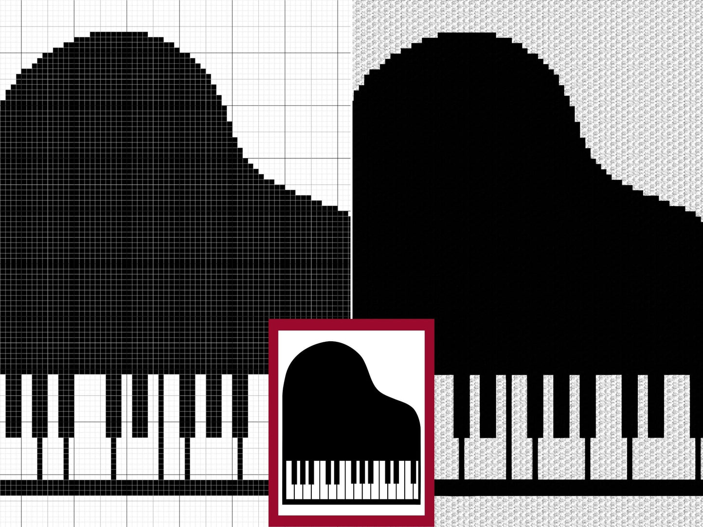 Musical Piano Graph and Pattern C2C & Tapestry Crochet - C2C Piano Blanket Graphgan - Music Crochet Blanket - Piano Teacher Gift C2C Blanket