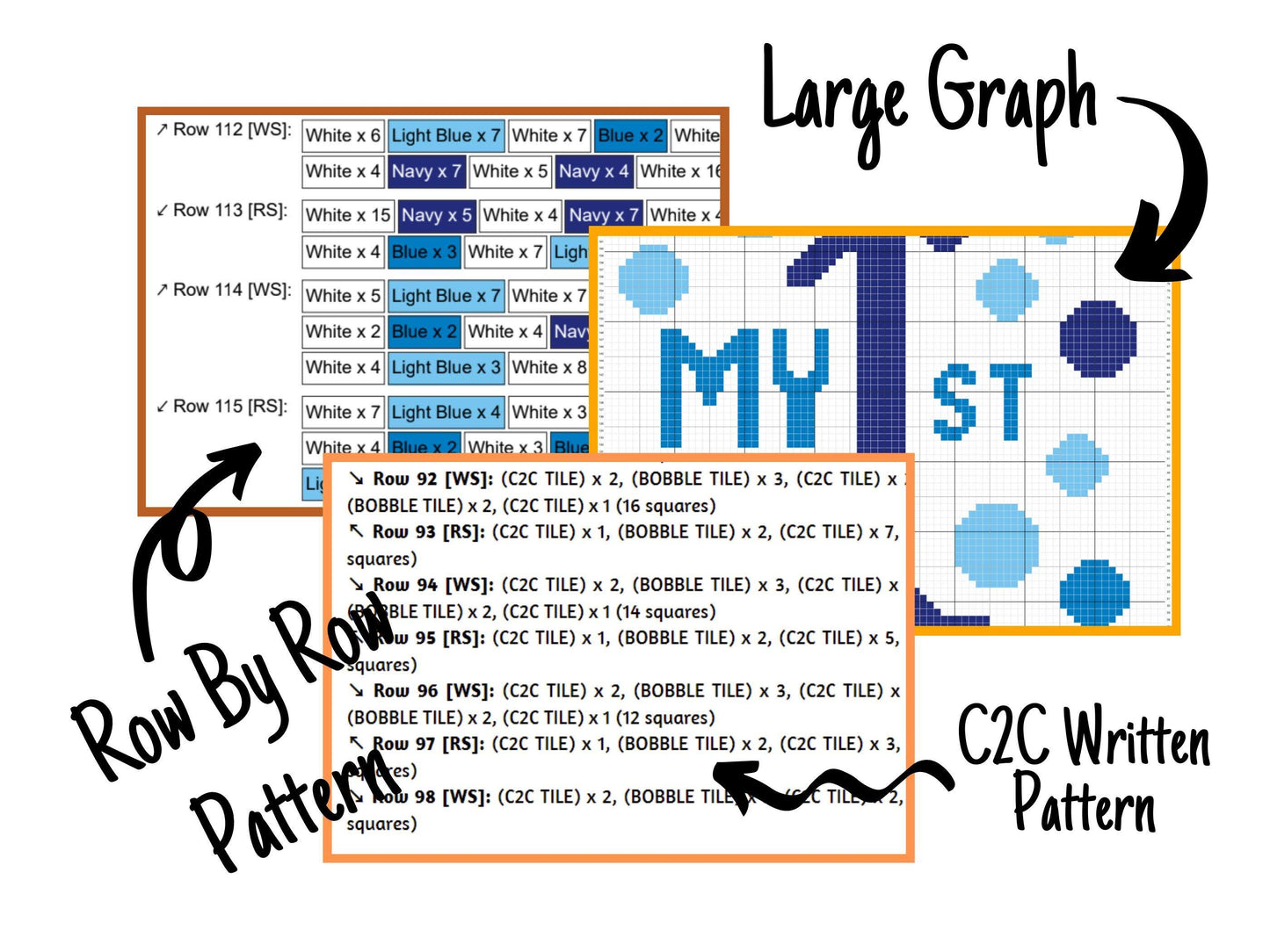 My First Winter Graph and Pattern C2C & Tapestry Crochet - Baby First Snow Graphgan Crochet C2C Winter Blanket - C2C Snow Blanket Gift Baby