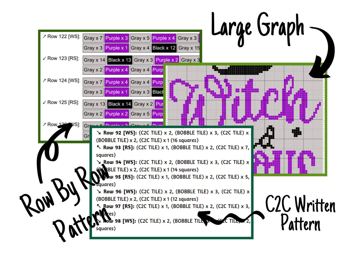 Witch And Famous Graph and Pattern C2C & Tapestry Crochet - Spooky Blanket Graphgan - Crochet Witch Blanket - C2C Crochet Halloween Blanket