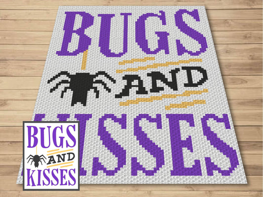 Halloween Bugs & Kisses Graph and Pattern C2C and Tapestry Crochet - Halloween C2C Graphgan - Crochet Halloween Blanket - C2C Spooky Blanket