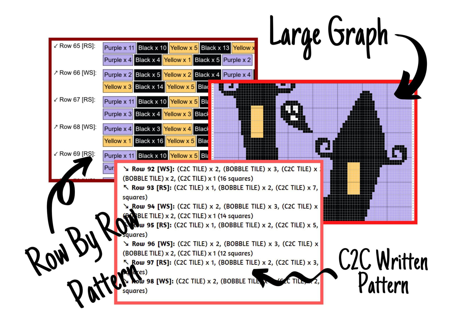 Halloween Haunted House Graph and Pattern C2C & Tapestry Crochet - Halloween C2C Graphgans - Crochet Halloween Blanket - C2C Spooky Blankets