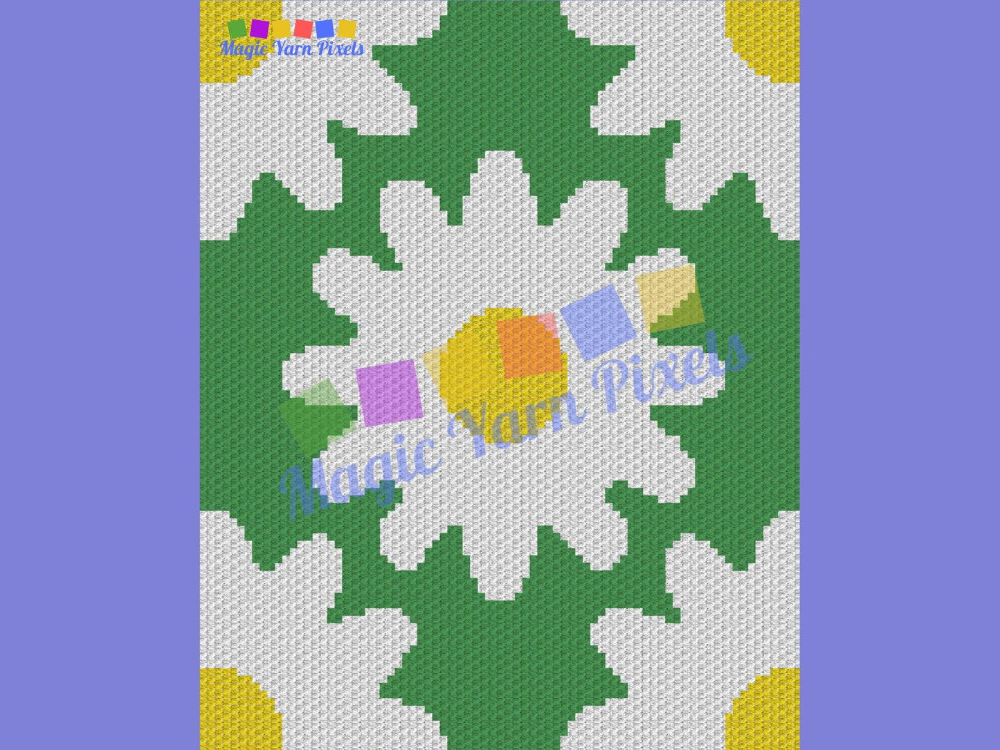 Daisy Print Graph and Pattern C2C & Tapestry Crochet - Flower C2C Throw Graphgan - Crochet Daisy Blanket - C2C Daisy Flower Crochet Blankets