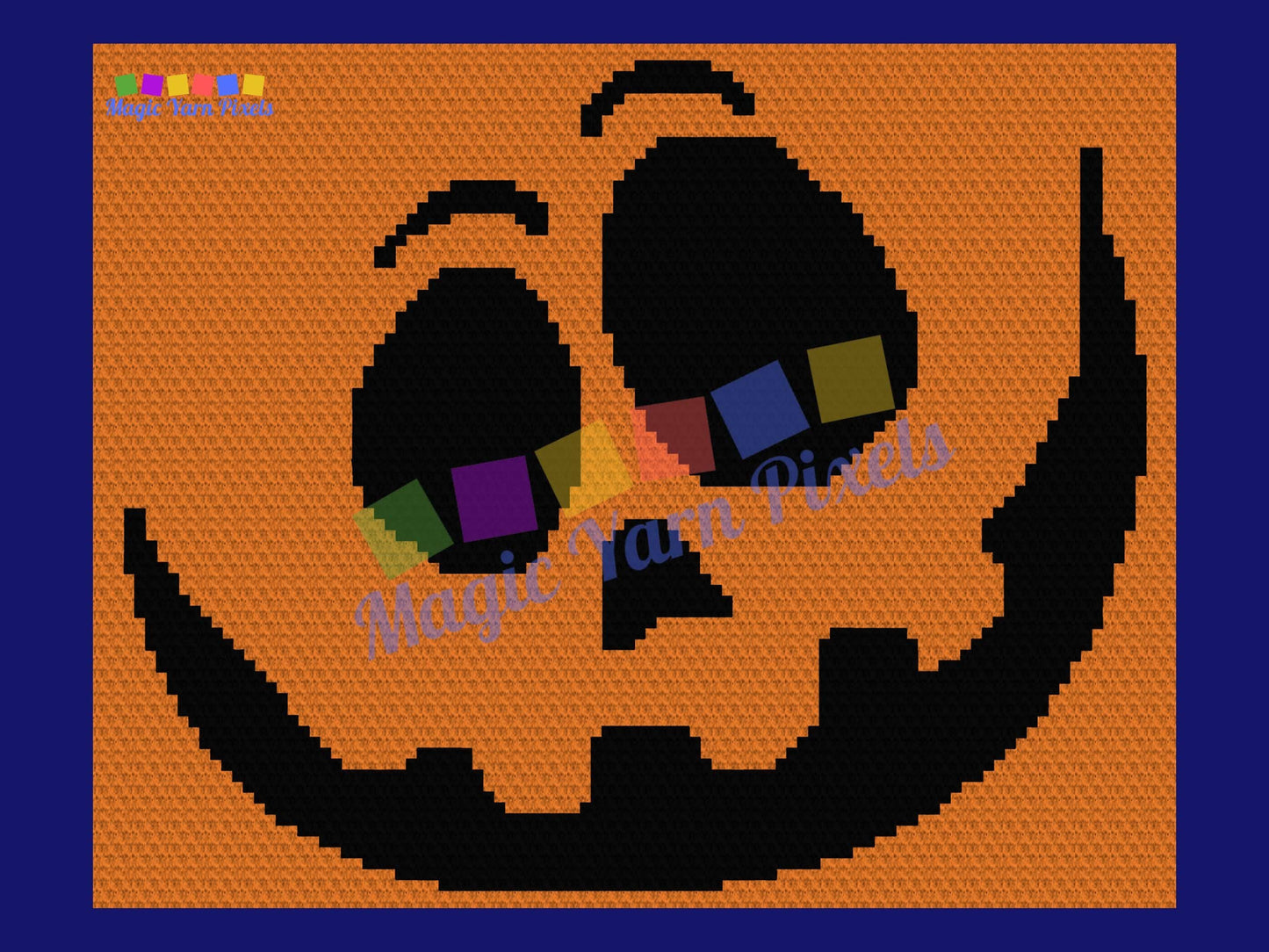 Halloween Pumpkin Face Graph and Pattern C2C & Tapestry Crochet - Jack O Lantern Face Graphgan - Pumpkin Crochet C2C - Halloween Blanket C2C