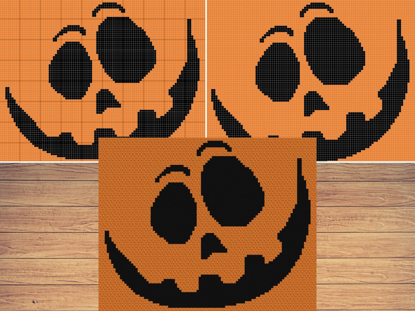 Halloween Pumpkin Face Graph and Pattern C2C & Tapestry Crochet - Jack O Lantern Face Graphgan - Pumpkin Crochet C2C - Halloween Blanket C2C
