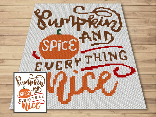 Pumpkin Spice & Everything Nice Graph and Pattern C2C and Tapestry Crochet Fall Crochet Decor Pumpkin Crochet C2C Blanket - C2C Fall Blanket