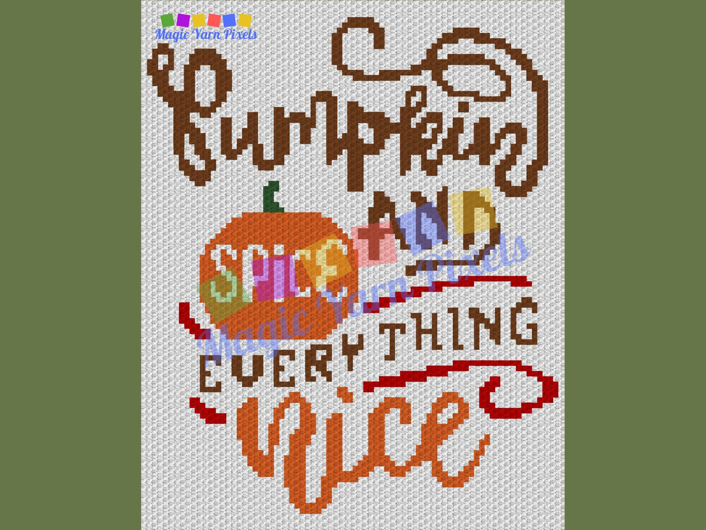 Pumpkin Spice & Everything Nice Graph and Pattern C2C and Tapestry Crochet Fall Crochet Decor Pumpkin Crochet C2C Blanket - C2C Fall Blanket