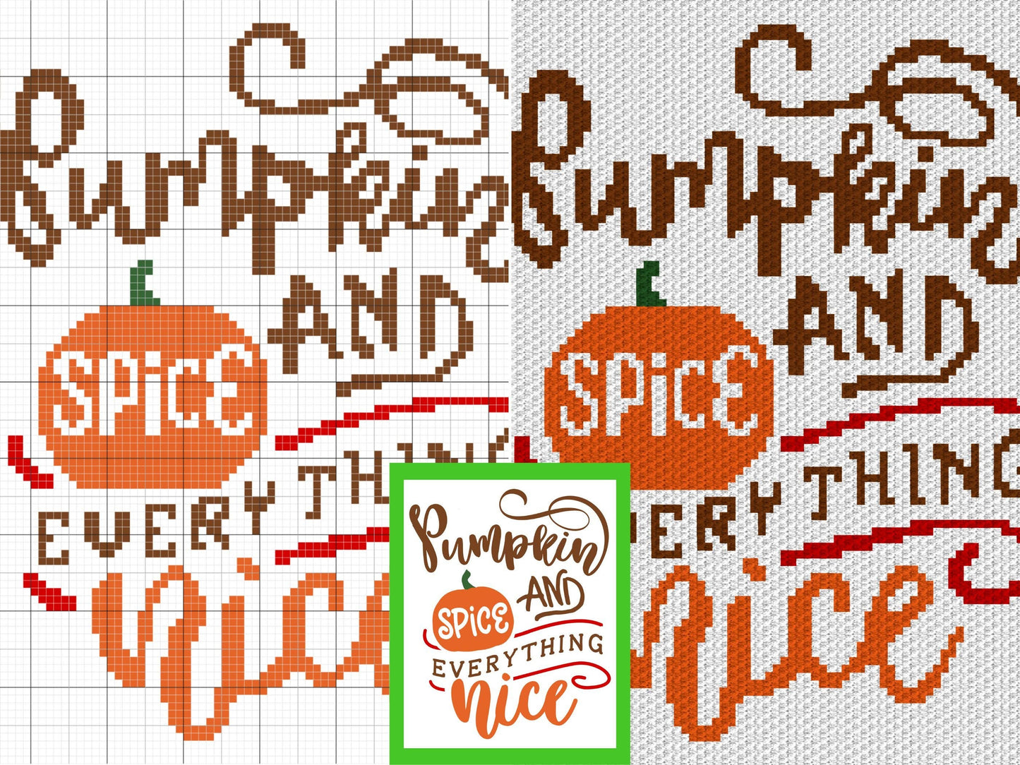 Pumpkin Spice & Everything Nice Graph and Pattern C2C and Tapestry Crochet Fall Crochet Decor Pumpkin Crochet C2C Blanket - C2C Fall Blanket