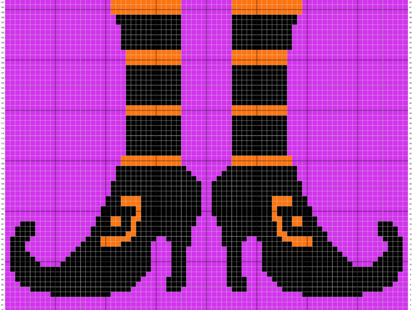Halloween Witch Legs Graph and Pattern C2C & Tapestry Crochet- Spooky Blanket Graphgan Crochet Witch Blanket - C2C Crochet Halloween Blanket