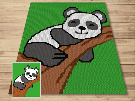 Sleeping Panda Baby Graph and Pattern C2C & Tapestry Crochet - Panda C2C Graphgan - Crochet Panda Blanket - Panda Bear C2C Blanket Gift Baby