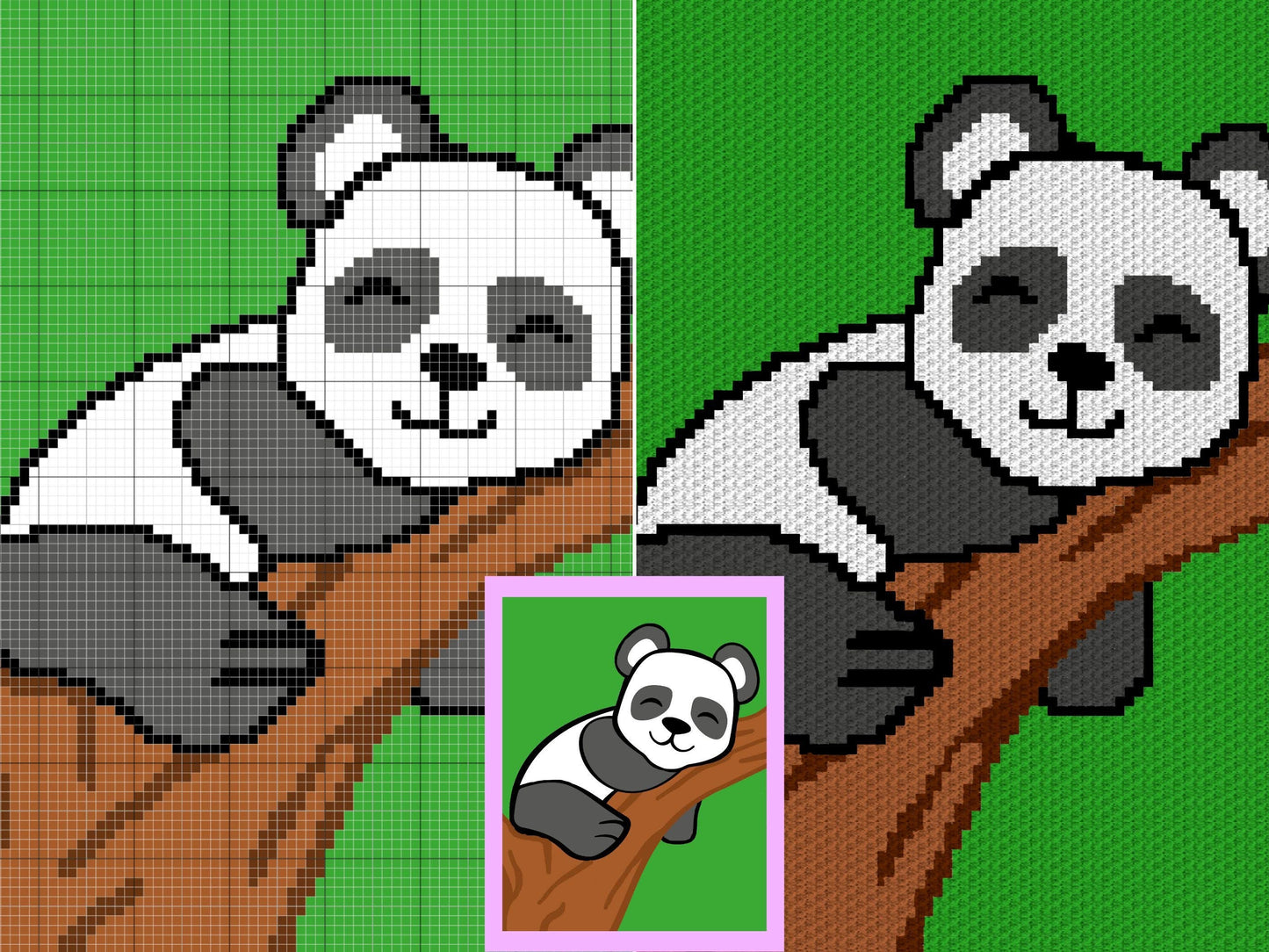Sleeping Panda Baby Graph and Pattern C2C & Tapestry Crochet - Panda C2C Graphgan - Crochet Panda Blanket - Panda Bear C2C Blanket Gift Baby