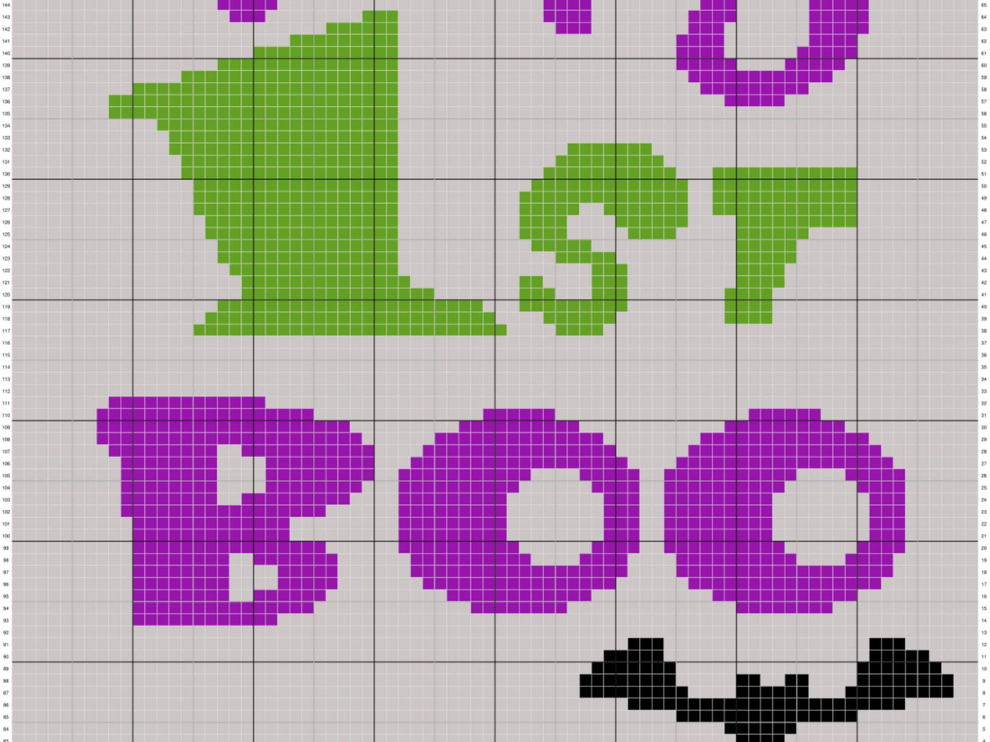 My First Boo Graph and Pattern C2C & Tapestry Crochet- Baby First Halloween Graphgan Crochet C2C Spooky Blanket - C2C Halloween Baby Blanket