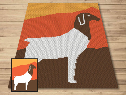Mountain Goat Graph and Pattern C2C & Tapestry Crochet - C2C Goat Graphgan Crochet Goat Blanket - Farm Animal Crochet C2C Blanket Gifts Baby