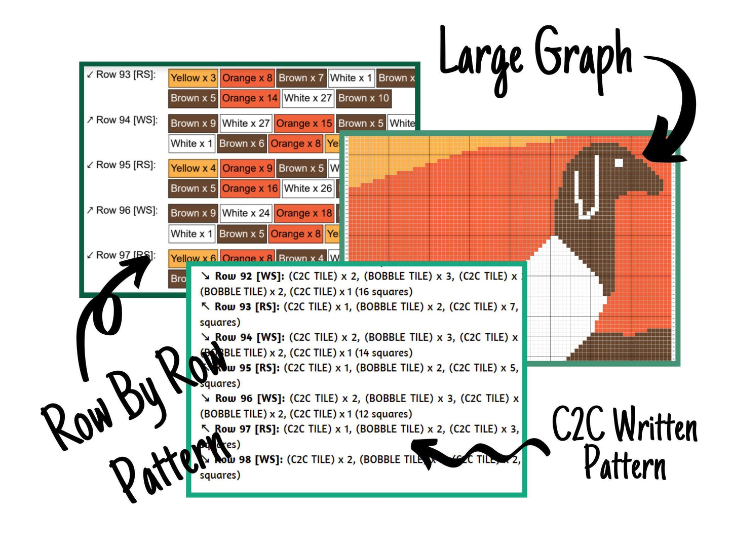 Mountain Goat Graph and Pattern C2C & Tapestry Crochet - C2C Goat Graphgan Crochet Goat Blanket - Farm Animal Crochet C2C Blanket Gifts Baby