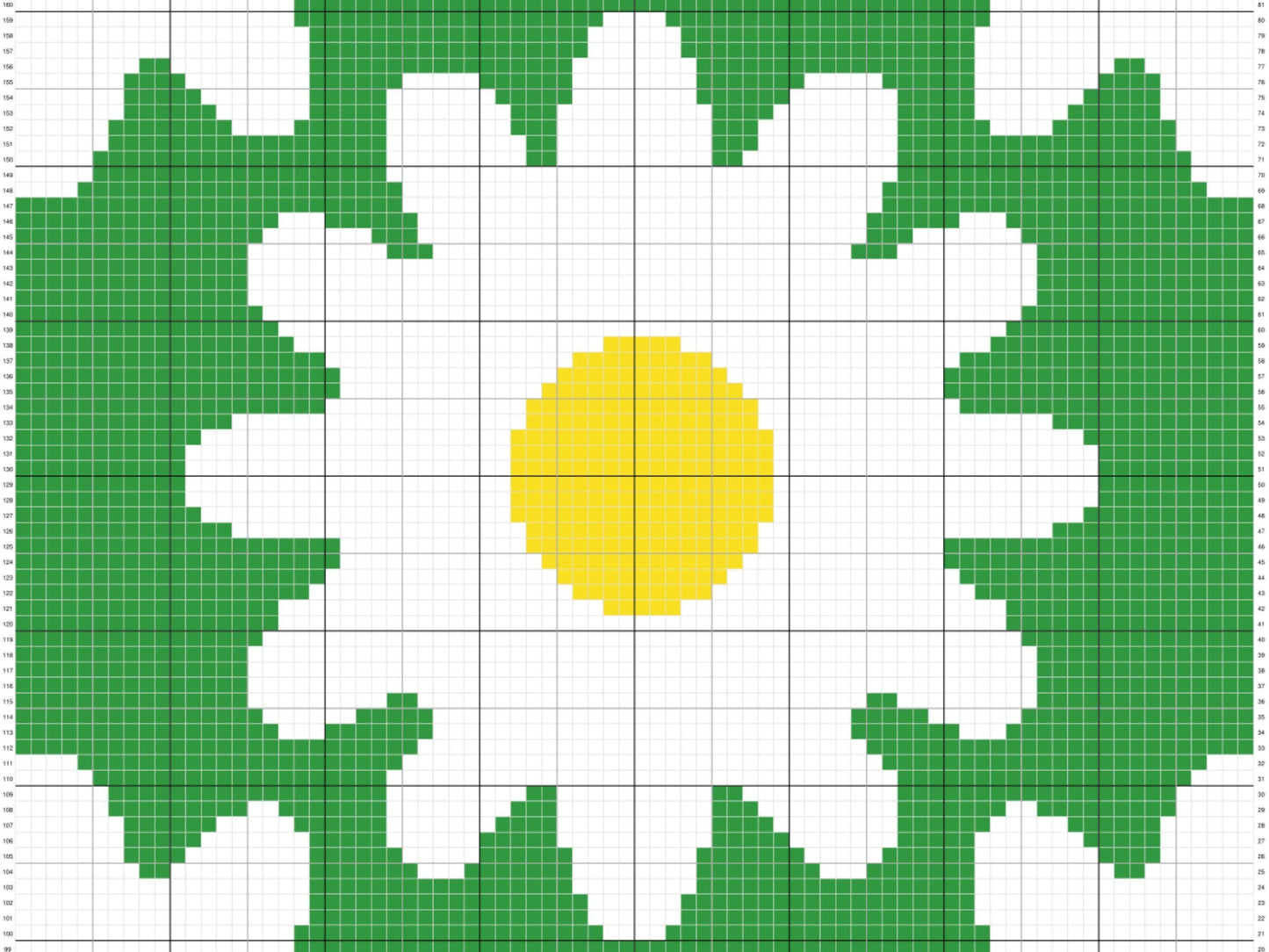 Daisy Print Graph and Pattern C2C & Tapestry Crochet - Flower C2C Throw Graphgan - Crochet Daisy Blanket - C2C Daisy Flower Crochet Blankets