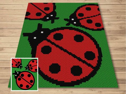 Ladybug Print Graph and Pattern C2C & Tapestry Crochet - Ladybugs Baby Shower Graphgan - Crochet Ladybug Blanket - Ladybug C2C Blanket Gifts