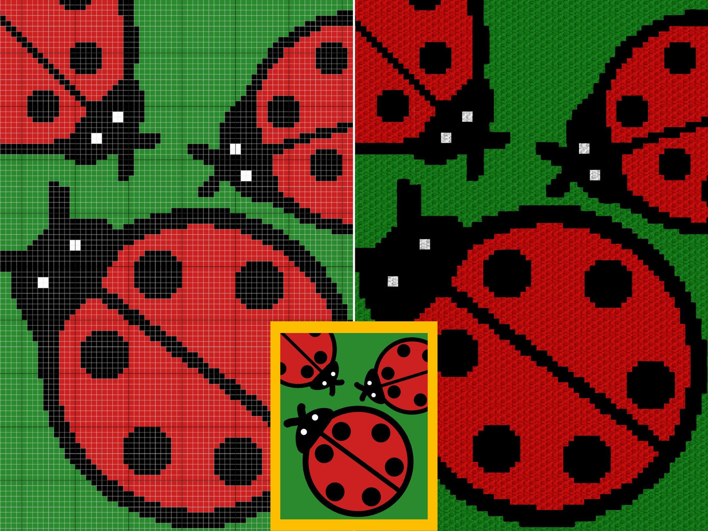 Ladybug Print Graph and Pattern C2C & Tapestry Crochet - Ladybugs Baby Shower Graphgan - Crochet Ladybug Blanket - Ladybug C2C Blanket Gifts
