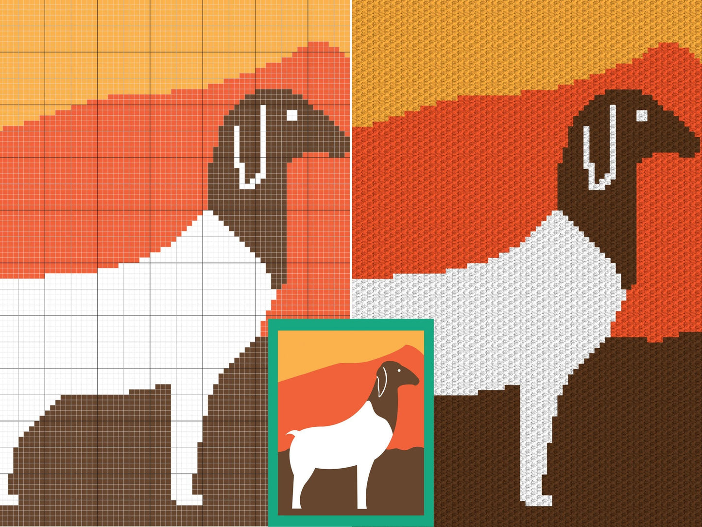 Mountain Goat Graph and Pattern C2C & Tapestry Crochet - C2C Goat Graphgan Crochet Goat Blanket - Farm Animal Crochet C2C Blanket Gifts Baby