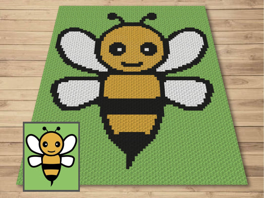 Summer Bee Graph and Pattern C2C & Tapestry Crochet- Bee Pattern C2C Graphgan Crochet Bee Blanket - Bee Crochet C2C Summer Blanket Gift Baby