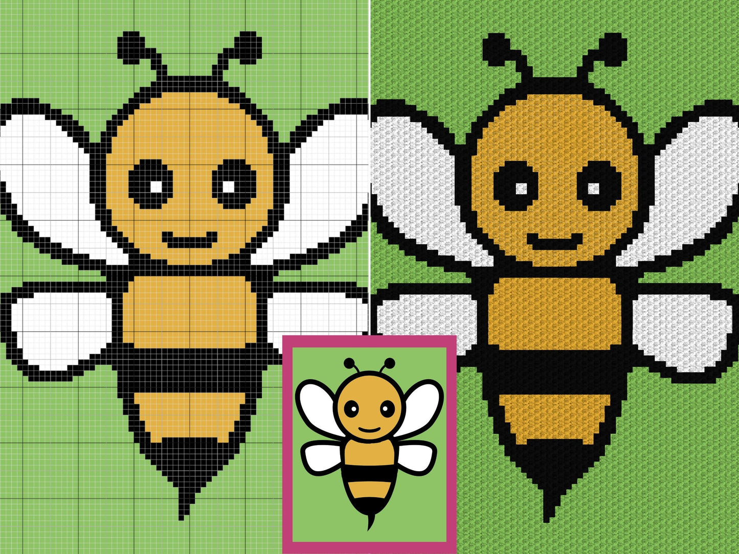 Summer Bee Graph and Pattern C2C & Tapestry Crochet- Bee Pattern C2C Graphgan Crochet Bee Blanket - Bee Crochet C2C Summer Blanket Gift Baby