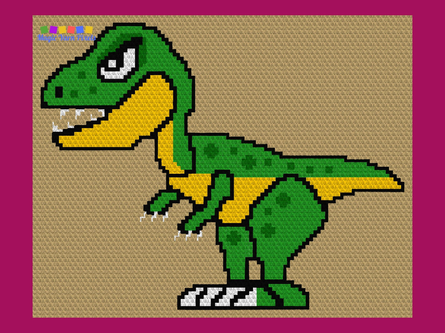 T-Rex Dinosaur Baby Graph and Pattern C2C & Tapestry Crochet - C2C Dinosaur Graphgan - Crochet Dinosaur Blanket - C2C Trex Blanket Gift Baby