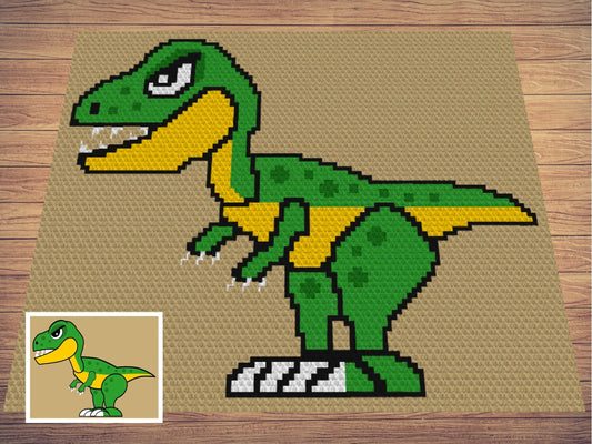 T-Rex Dinosaur Baby Graph and Pattern C2C & Tapestry Crochet - C2C Dinosaur Graphgan - Crochet Dinosaur Blanket - C2C Trex Blanket Gift Baby