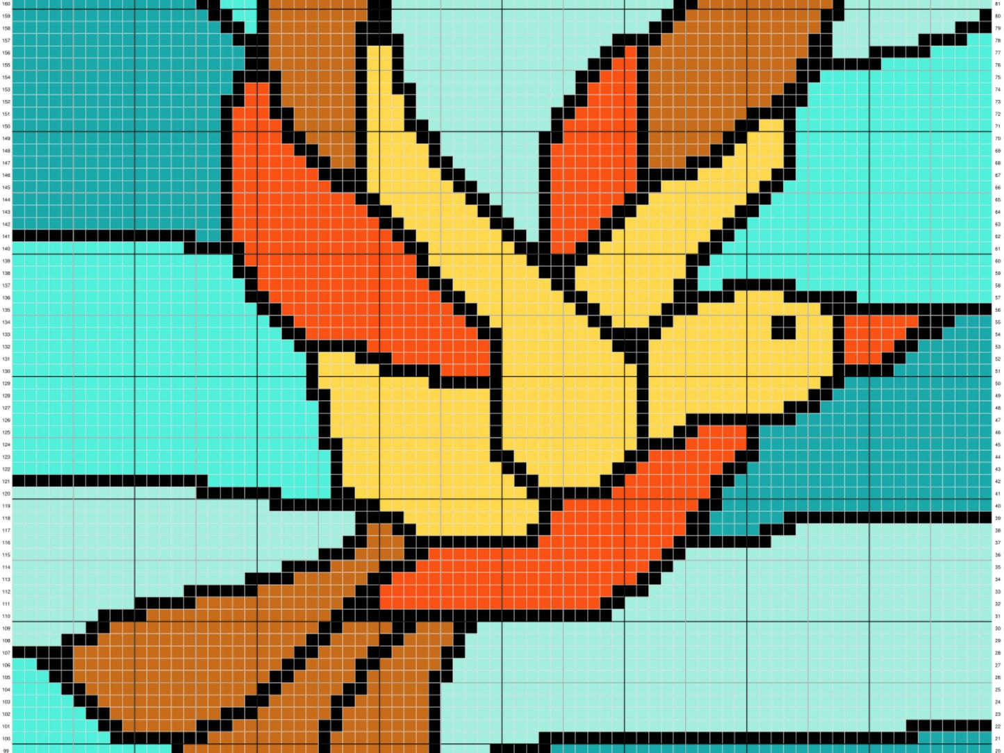 Stained Glass Bird Graph and Pattern C2C & Tapestry Crochet - Crochet Bird C2C Graphgan - Bird Crochet Blanket - C2C Blanket Bird Lover Gift