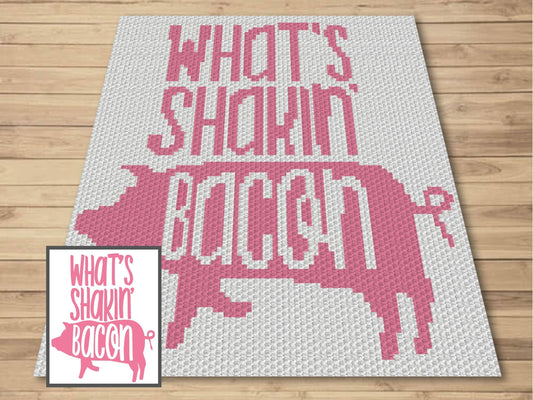 What's Shakin Bacon Farmhouse Pig Graph and Pattern C2C & Tapestry Crochet - Crochet Pig Graphgans - Pig Crochet Blankets - C2C Pig Blankets