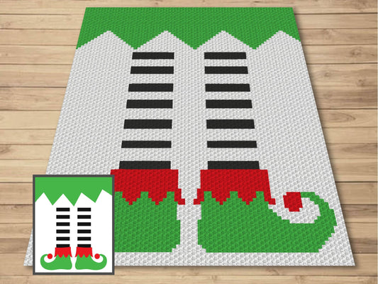 Christmas Elf Legs Graph and Pattern C2C & Tapestry Crochet - Elf Legs Graphgan Crochet Elf Patterns - Christmas C2C Elf Blanket Gift Babies