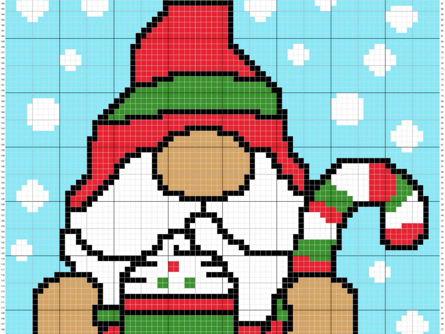 Peppermint Christmas Gnome Graph and Pattern C2C & Tapestry Crochet - Holiday Gnome Graphgan - Winter Blanket - Gnome Christmas C2C Blankets