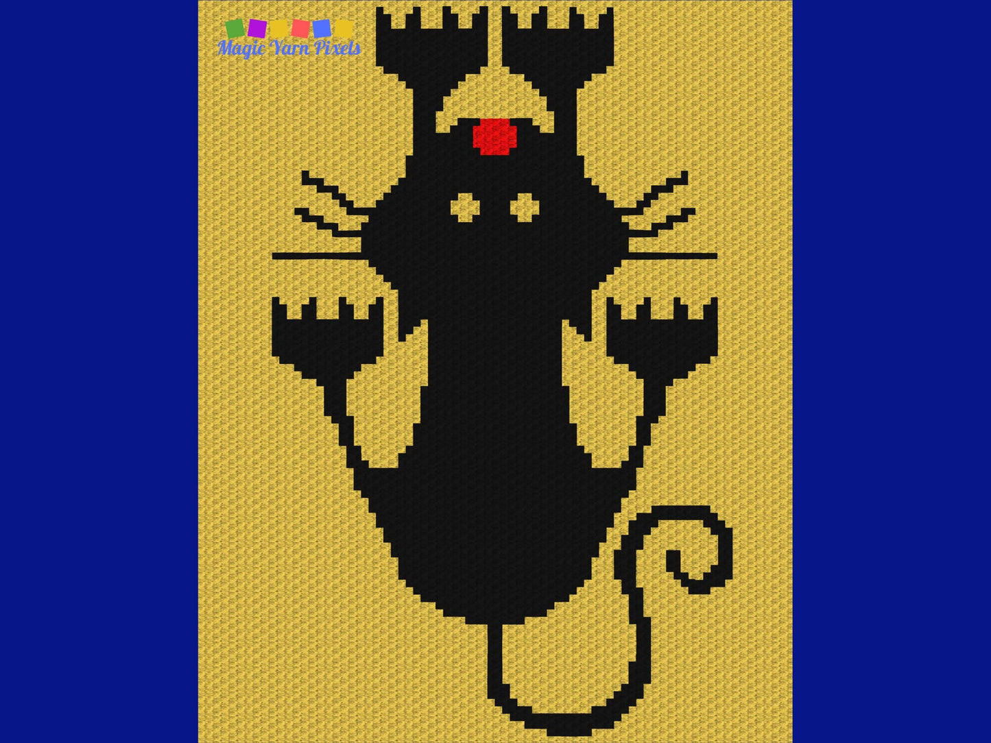Black Cat Hanging On Graph and Pattern C2C & Tapestry Crochet - Black Cat C2C Graphgan Cat Blanket Gift Baby - Black Cat Crochet C2C Blanket