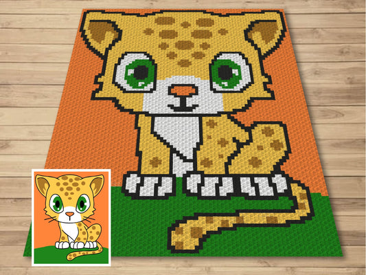 Cute Baby Leopard Graph and Pattern C2C & Tapestry Crochet - Baby Leopard Print Graphgan Crochet Blanket - C2C Leopard Blanket Gift for Baby