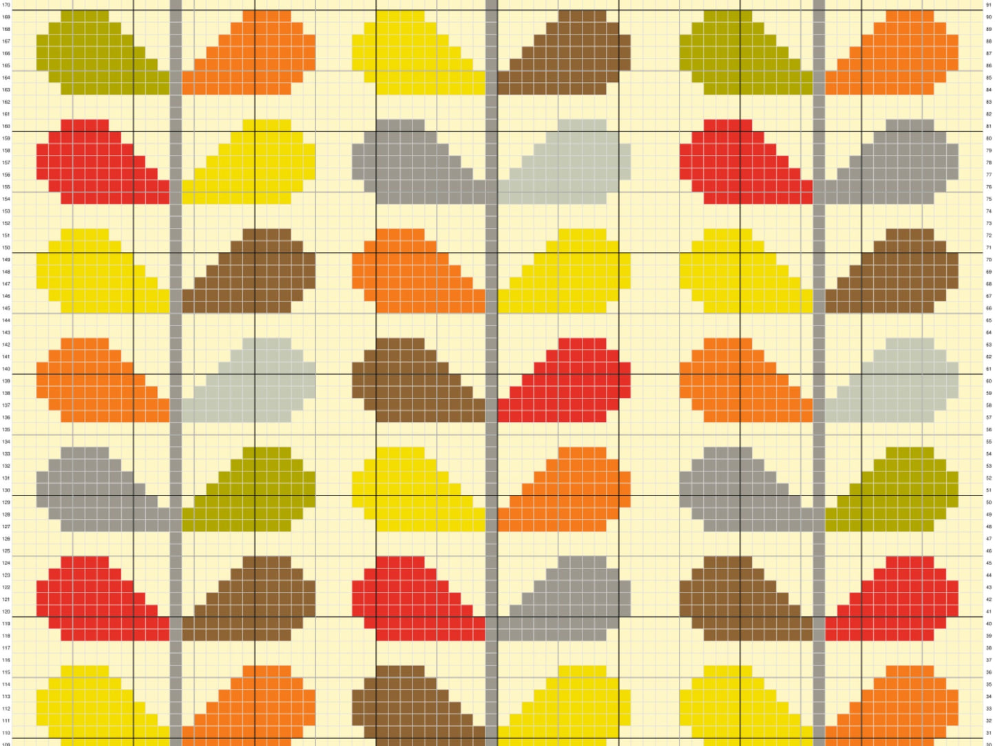 Retro Floral Leaf Pattern Graph and Pattern C2C & Tapestry Crochet- C2C Flower Graphgan Crochet Leaves Blanket- C2C Floral Baby Blanket Gift