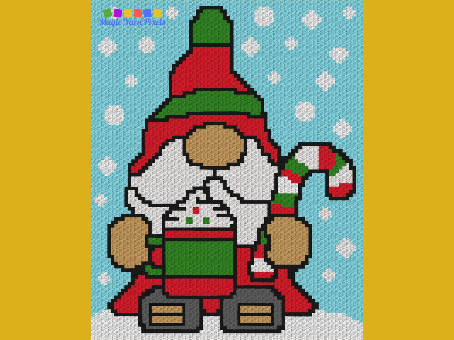 Peppermint Christmas Gnome Graph and Pattern C2C & Tapestry Crochet - Holiday Gnome Graphgan - Winter Blanket - Gnome Christmas C2C Blankets