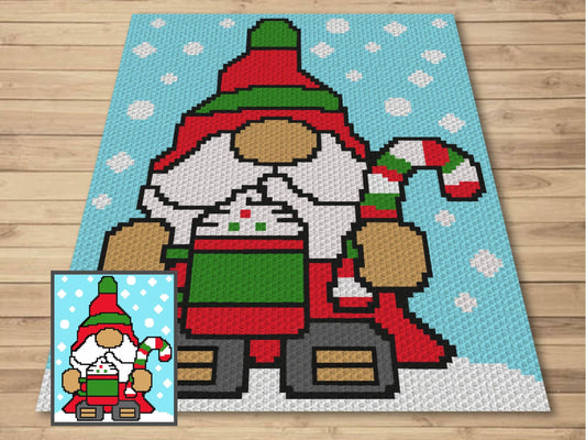 Peppermint Christmas Gnome Graph and Pattern C2C & Tapestry Crochet - Holiday Gnome Graphgan - Winter Blanket - Gnome Christmas C2C Blankets