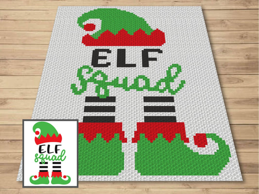 Christmas Elf Squad Graph and Pattern C2C & Tapestry Crochet - Holiday C2C Graphgans - Crochet Elf Patterns - C2C Christmas Elf Blanket Gift