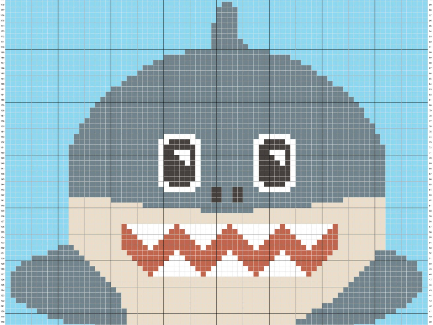 Cute Baby Shark Graph and Pattern C2C & Tapestry Crochet- Great White Shark Graphgan Crochet Shark Blanket - Ocean Theme Nursery C2C Blanket