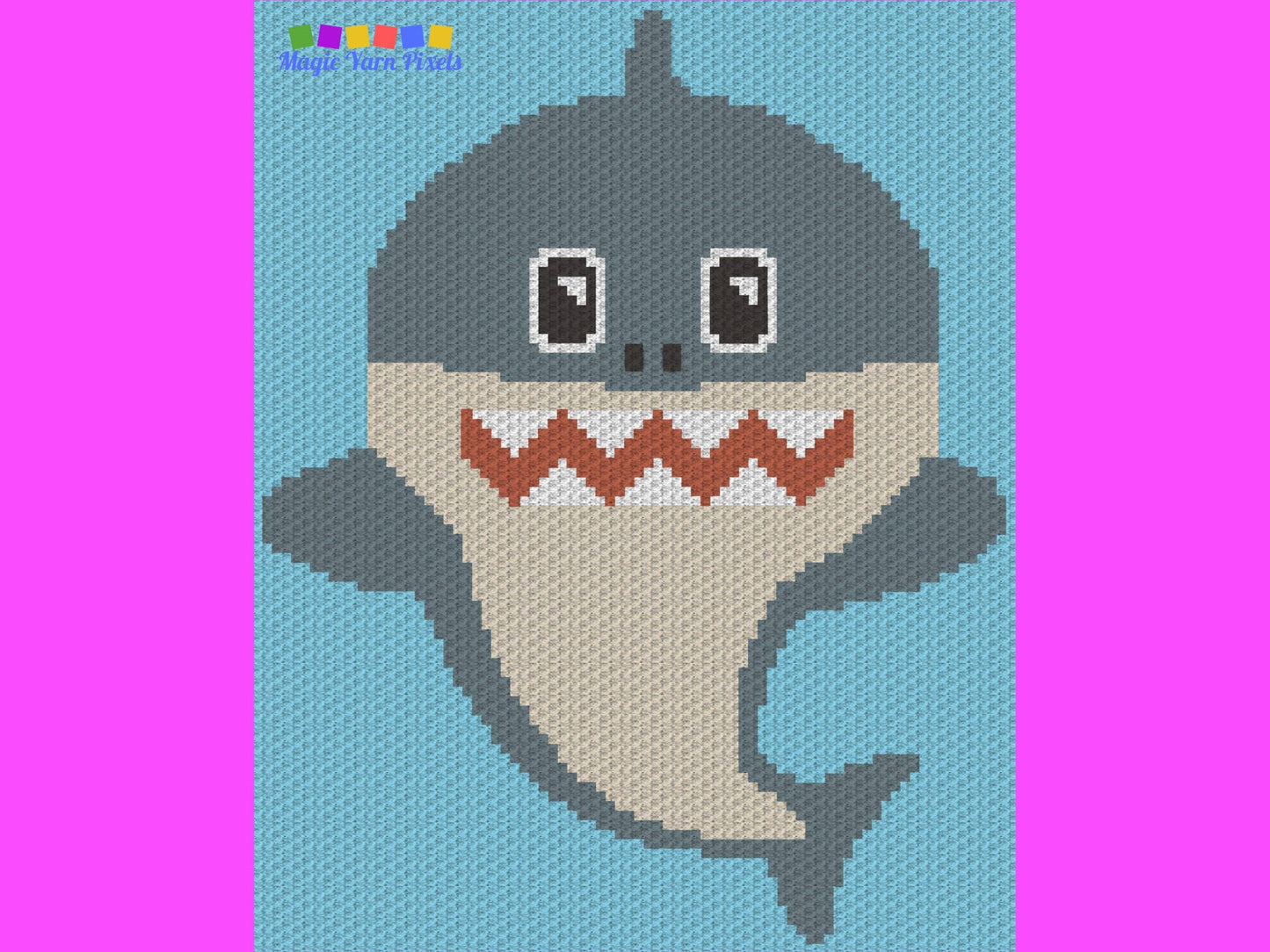 Cute Baby Shark Graph and Pattern C2C & Tapestry Crochet- Great White Shark Graphgan Crochet Shark Blanket - Ocean Theme Nursery C2C Blanket