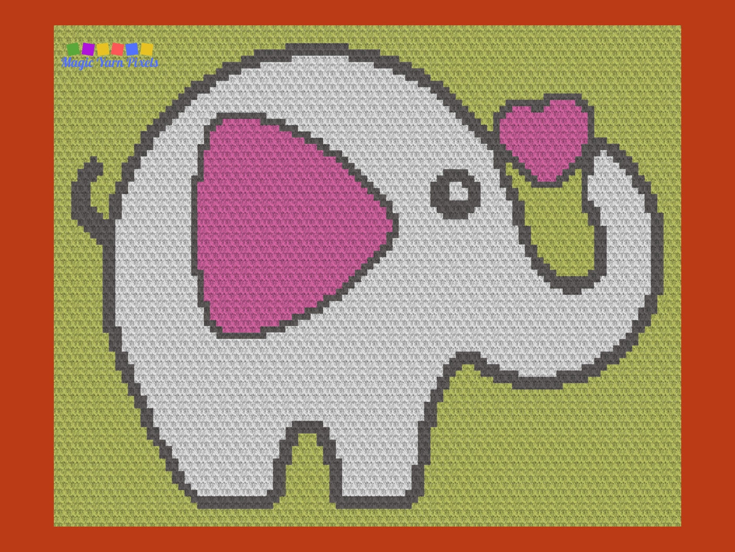 Elephant Love Graph and Pattern C2C & Tapestry Crochet- C2C Baby Elephant Graphgan - Crochet Elephant Throw - C2C Elephant Baby Blanket Gift