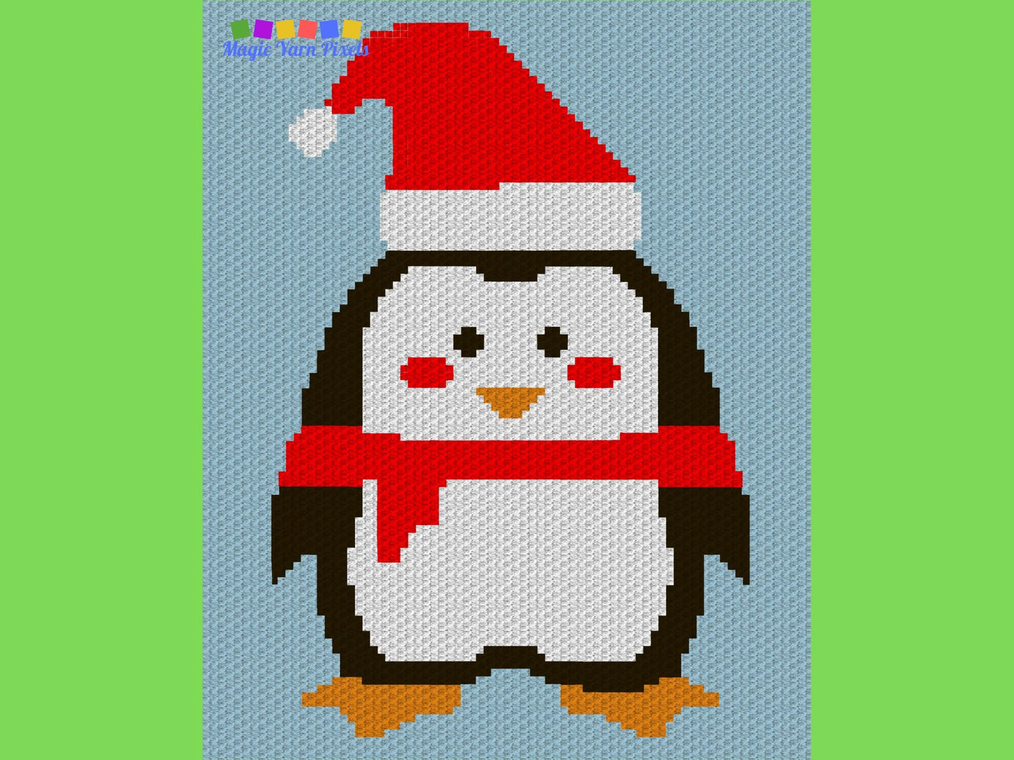 Penguin Santa Graph and Pattern C2C & Tapestry Crochet - Christmas Graphgan - C2C Christmas Penguin Blanket - C2C Holiday Baby Blanket Gifts