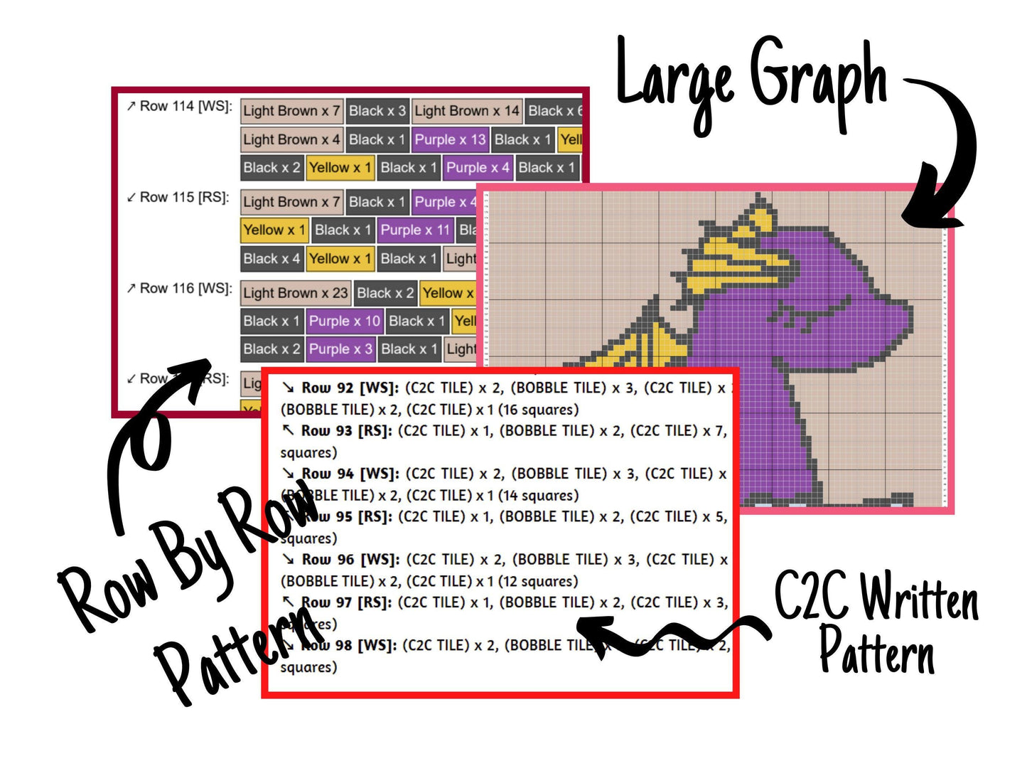 Baby Dragon Graph and Pattern C2C & Tapestry Crochet - Dragon Egg C2C Graphgan Crochet Dragon Blanket - Dragon Crochet C2C Blanket Baby Gift