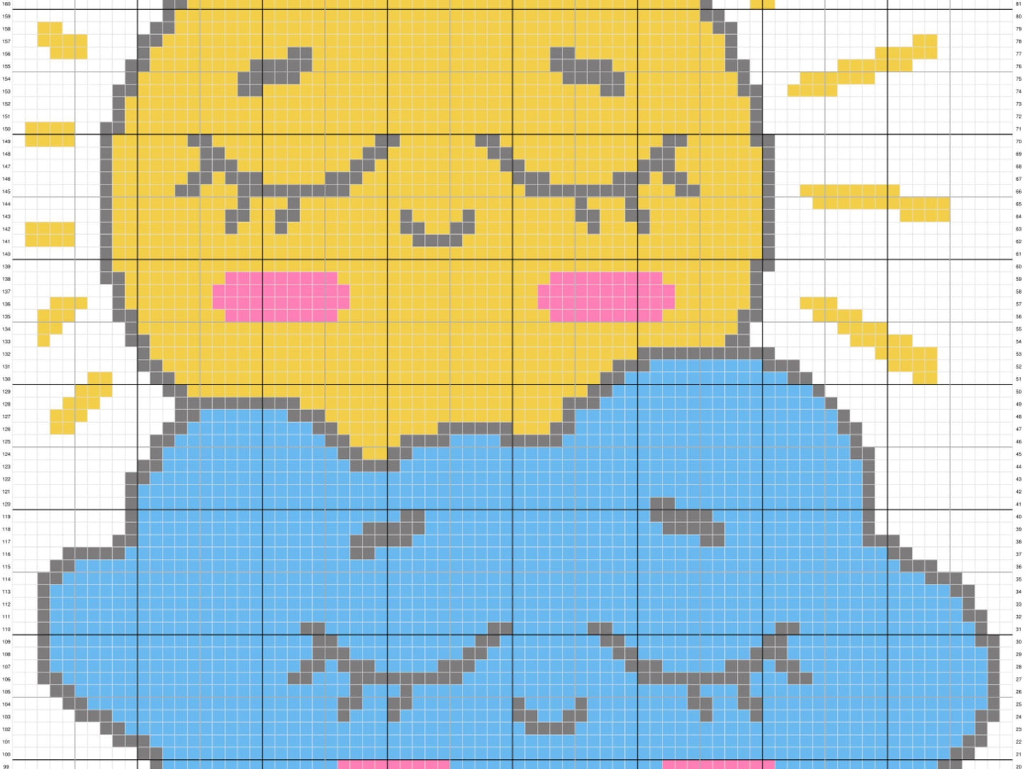Sunny Cloudy Day Graph and Pattern C2C & Tapestry Crochet- Sun And Cloud Print C2C Graphgan Crochet Sun Blanket- C2C Cloud Blanket Gift Baby