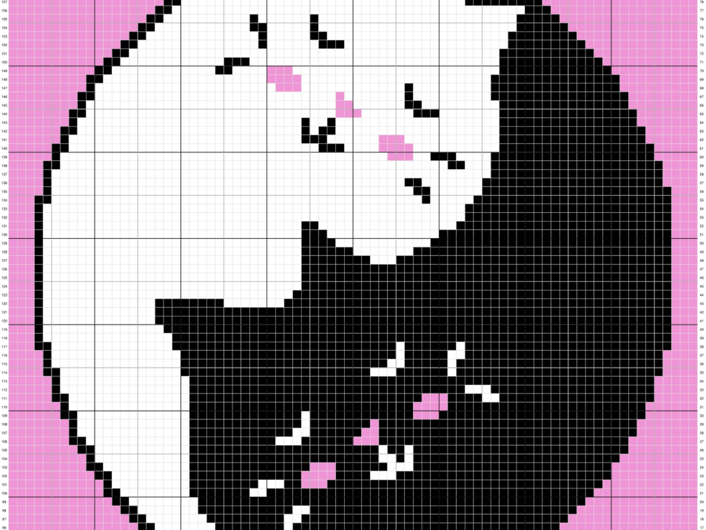 Yin Yang Cats Graph and Pattern C2C & Tapestry Crochet - White Cat Blanket - Crochet Black Cat Blanket - Yin and Yang Cats C2C Blanket Gifts